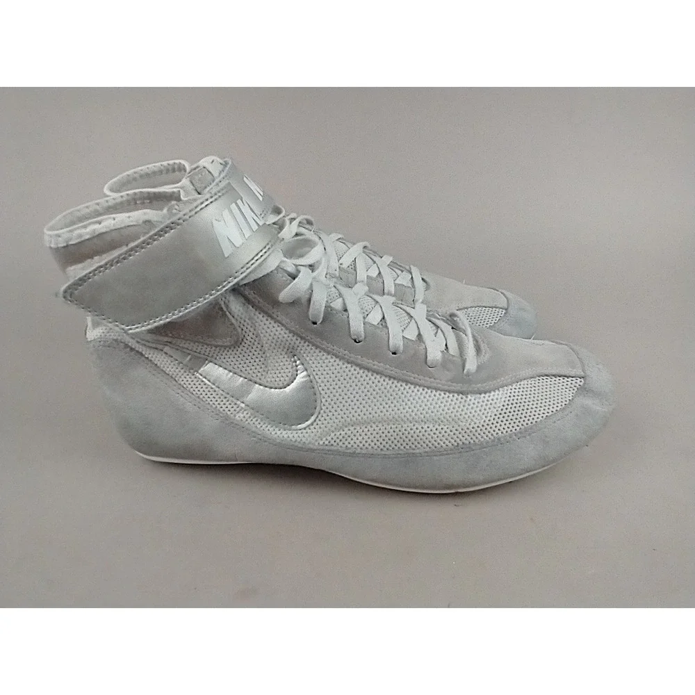 Nike Speedsweep‎ VII Wrestling Shoes Mens 10.5 Silver White 366683-100 High Top